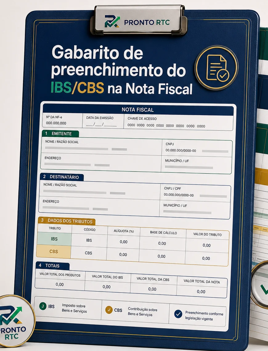 Mockup do Gabarito de preenchimento do IBS/CBS na Nota Fiscal