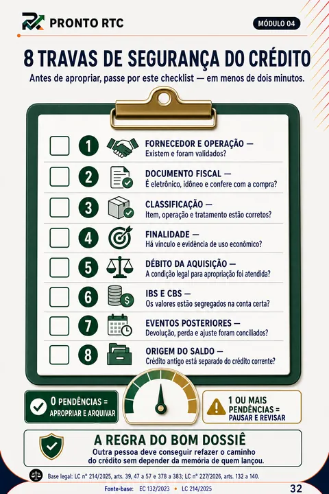 Página do guia — checklist de segurança dos créditos